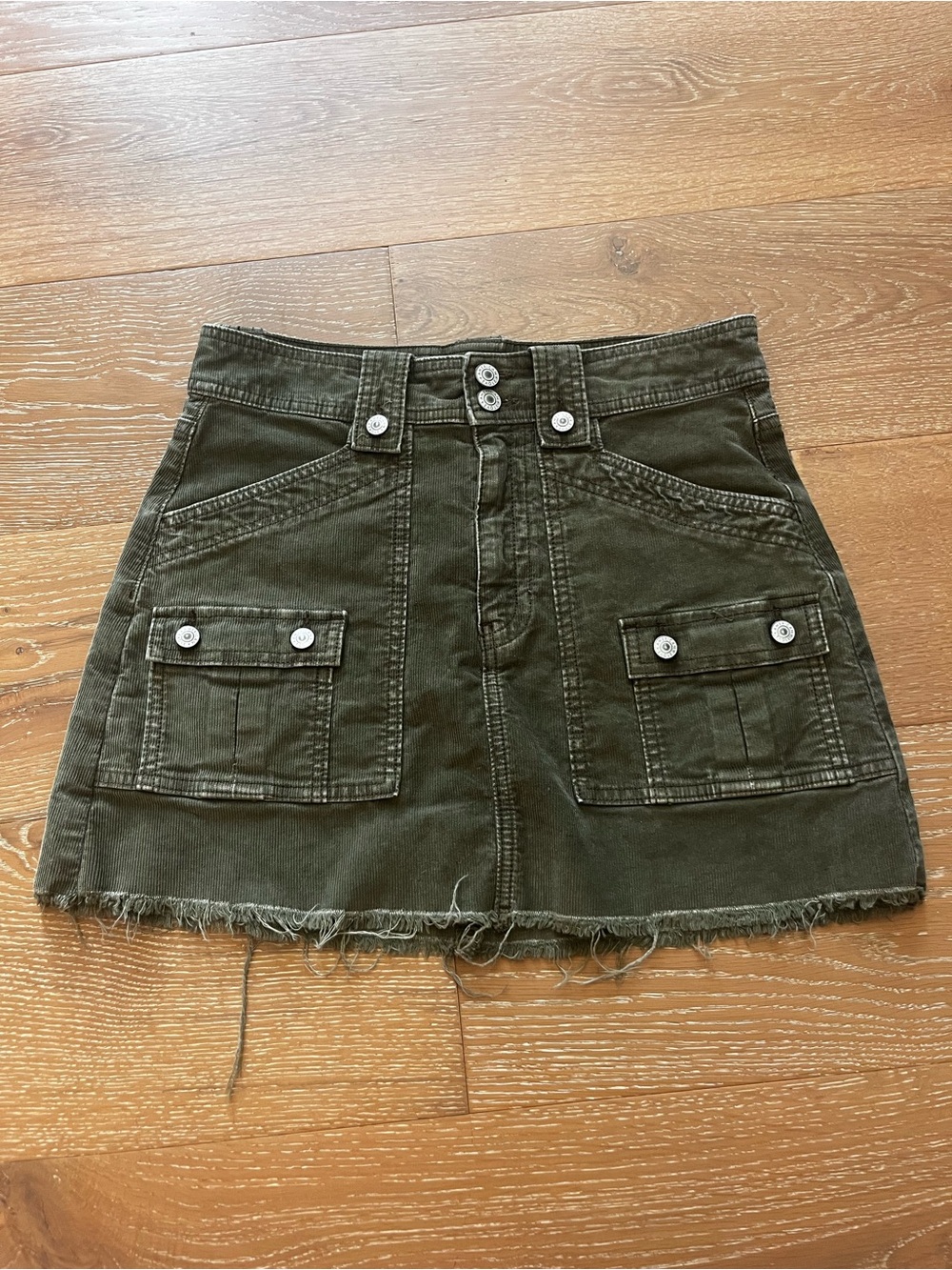 American Eagle Outfitters Olive Green A-Line Cargo Mini Skirt